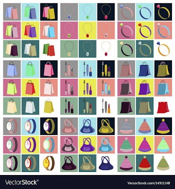 Assembly flat icons accessories vector image