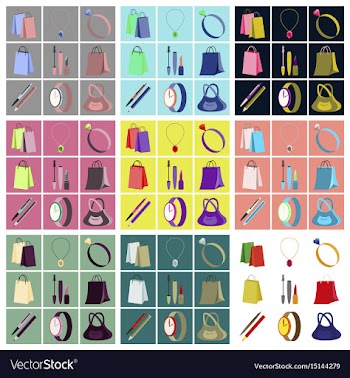 Assembly flat icons accessories vector image