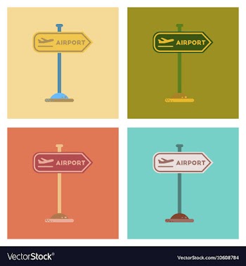 Assembly flat icons airport sign vector image