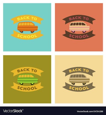Assembly flat icons back to school bus vector image