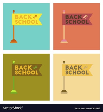 Assembly flat icons Back to school flag vector image
