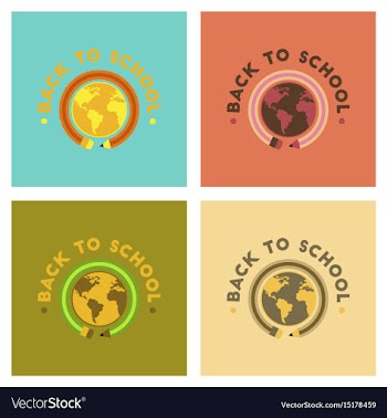 Assembly flat icons back to school globe vector image