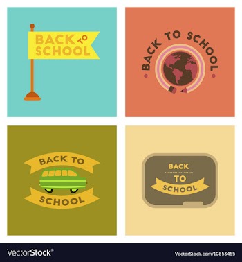Assembly flat icons Back to school pencil Globe vector image