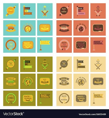 Assembly flat icons Back to school pencil Globe vector image