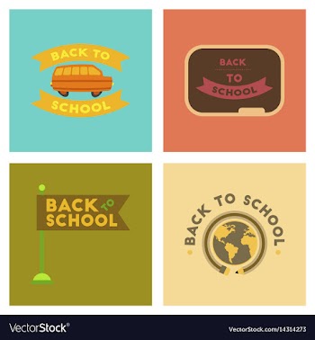 Assembly flat icons back to school pencil globe vector image