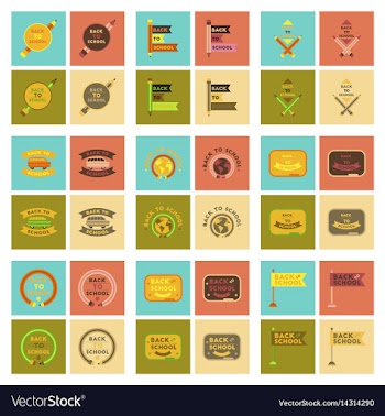 Assembly flat icons back to school pencil globe vector image