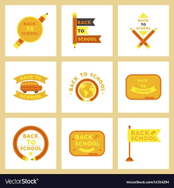 Assembly flat icons back to school pencil globe vector image