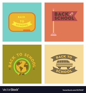 Assembly flat icons back to school pencil globe vector image