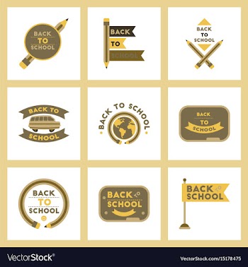 Assembly flat icons back to school pencil globe vector image