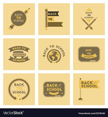Assembly flat icons back to school pencil globe vector image