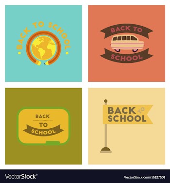 Assembly flat icons back to school pencil globe vector image