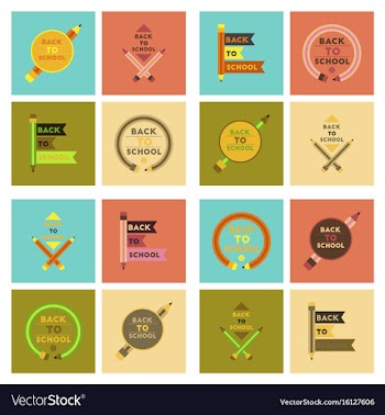 Assembly flat icons back to school pencil globe vector image