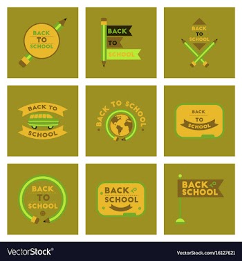 Assembly flat icons back to school pencil globe vector image