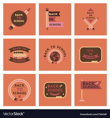 Assembly flat icons back to school pencil globe vector image