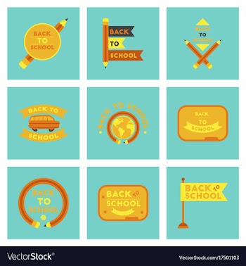 Assembly flat icons back to school pencil globe vector image