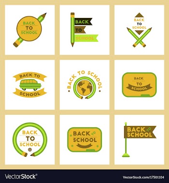 Assembly flat icons back to school pencil globe vector image