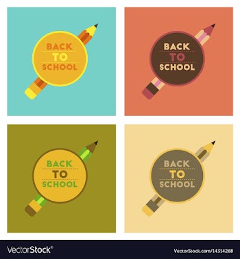 Assembly flat icons back to school pencil vector image