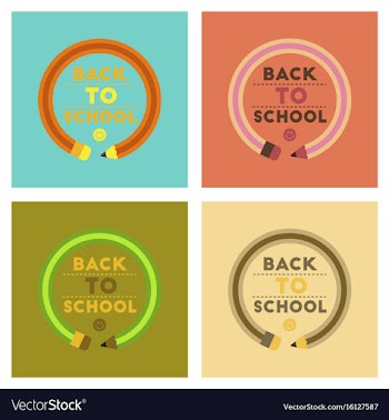 Assembly flat icons back to school pencil vector image