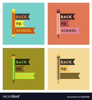 Assembly flat icons back to school pencil vector image