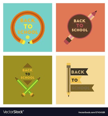 Assembly flat icons back to school pencil vector image