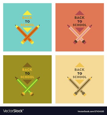 Assembly flat icons back to school pencil vector image