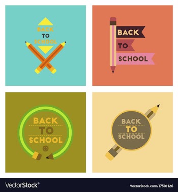 Assembly flat icons back to school pencil vector image