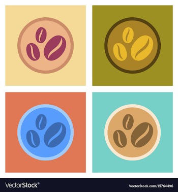 Assembly flat icons beans coffee logo vector image