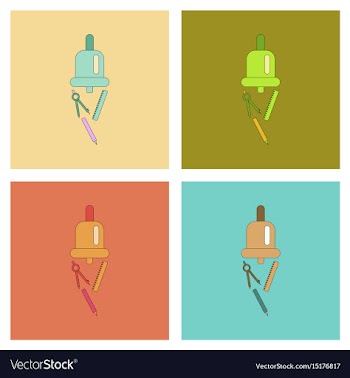 Assembly flat icons bell pencil ruler vector image