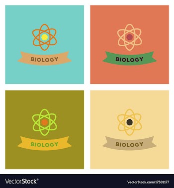 Assembly flat icons biology molecule atom vector image