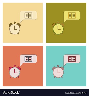 Assembly flat icons book alarm clock vector image