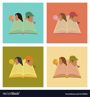 Assembly flat icons book classics vector image