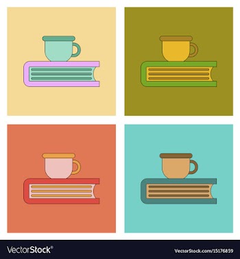Assembly flat icons book cup vector image