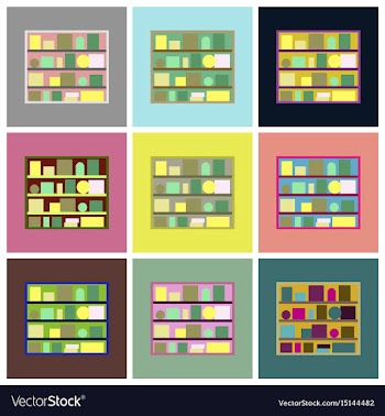 Assembly flat icons bookshelf vector image
