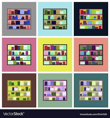 Assembly flat icons bookshelf vector image