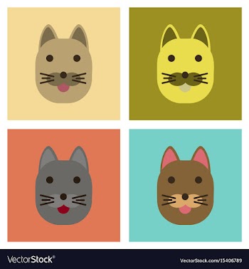 Assembly flat icons cartoon cat vector image