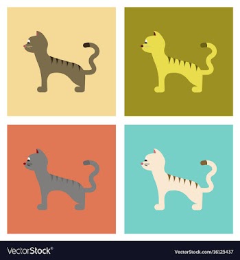 Assembly flat icons cartoon cat vector image