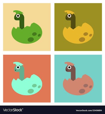 Assembly flat icons cartoon dinosaur egg vector image