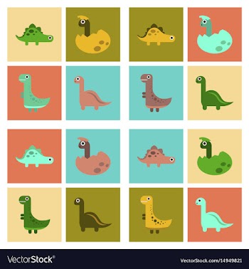 Assembly flat icons cartoon dinosaur vector image
