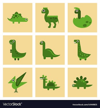 Assembly flat icons cartoon dinosaur vector image