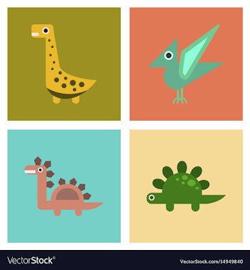 Assembly flat icons cartoon dinosaur vector image