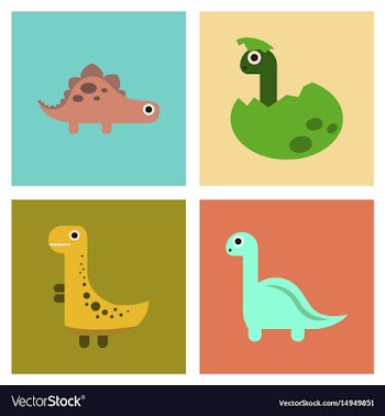 Assembly flat icons cartoon dinosaur vector image