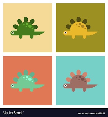 Assembly flat icons cartoon dinosaur vector image
