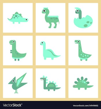 Assembly flat icons cartoon dinosaur vector image