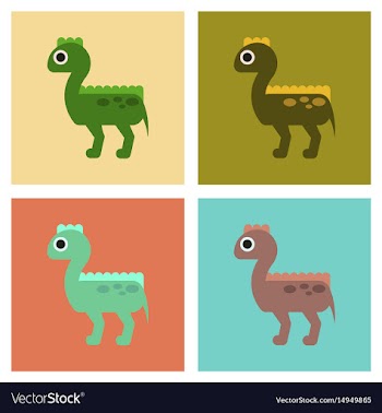 Assembly flat icons cartoon dinosaur vector image