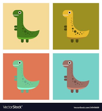 Assembly flat icons cartoon dinosaur vector image