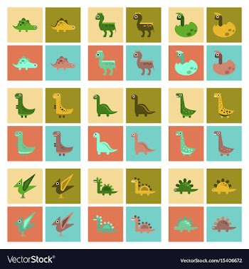 Assembly flat icons cartoon dinosaur vector image