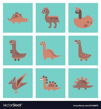 Assembly flat icons cartoon dinosaur vector image