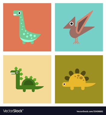 Assembly flat icons cartoon dinosaur vector image