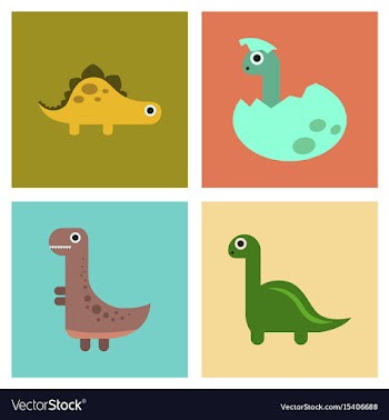 Assembly flat icons cartoon dinosaur vector image