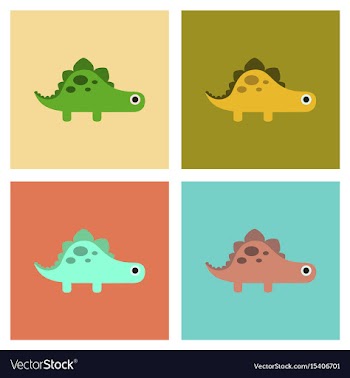 Assembly flat icons cartoon dinosaur vector image